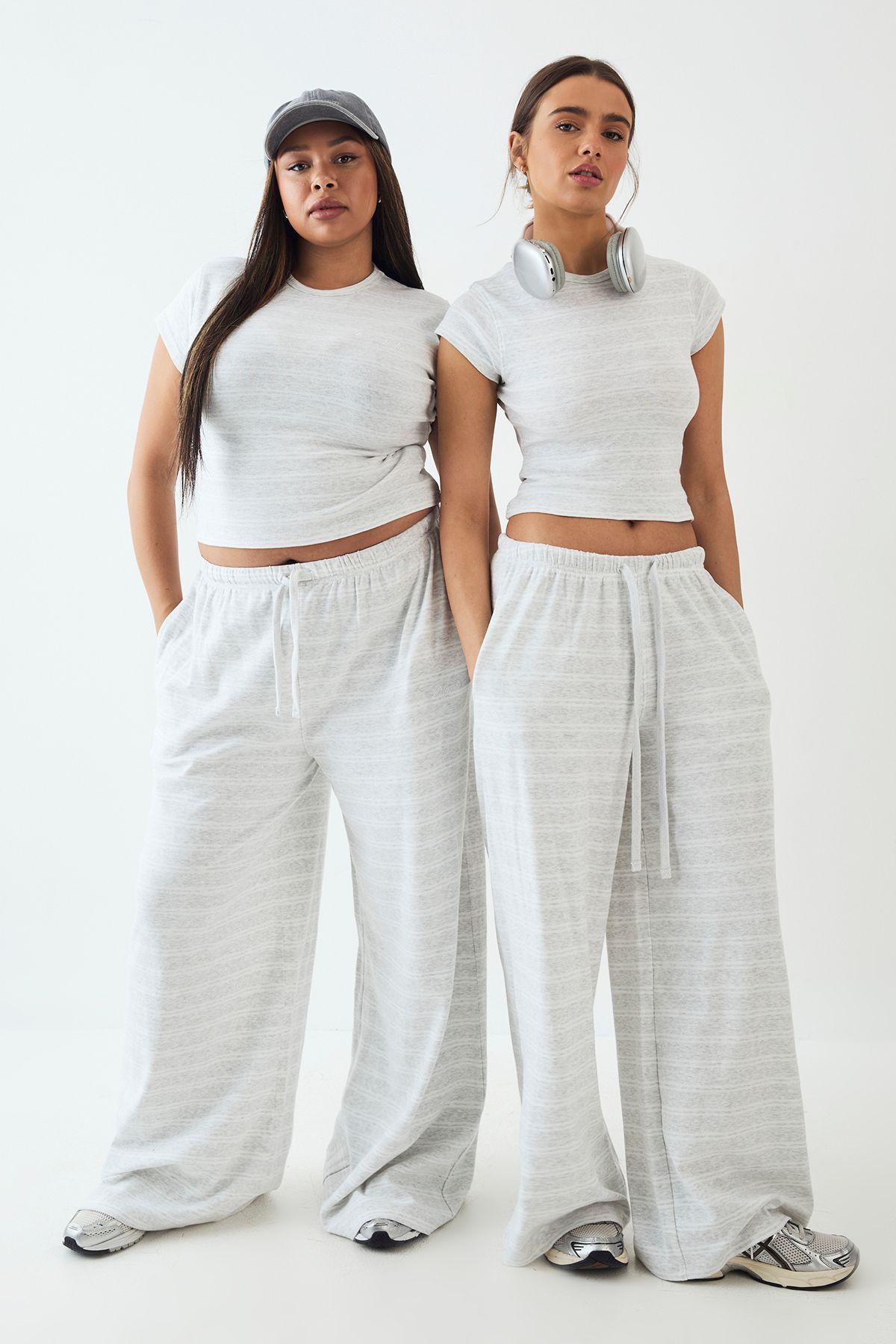 DSGN Studio DSGN Studio Stripe Wide Leg Trouser Ash Grey image 1