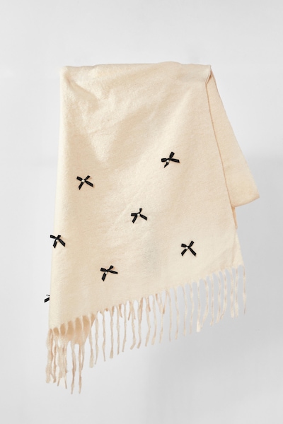 Quiz Off White Bow Detail Scarf