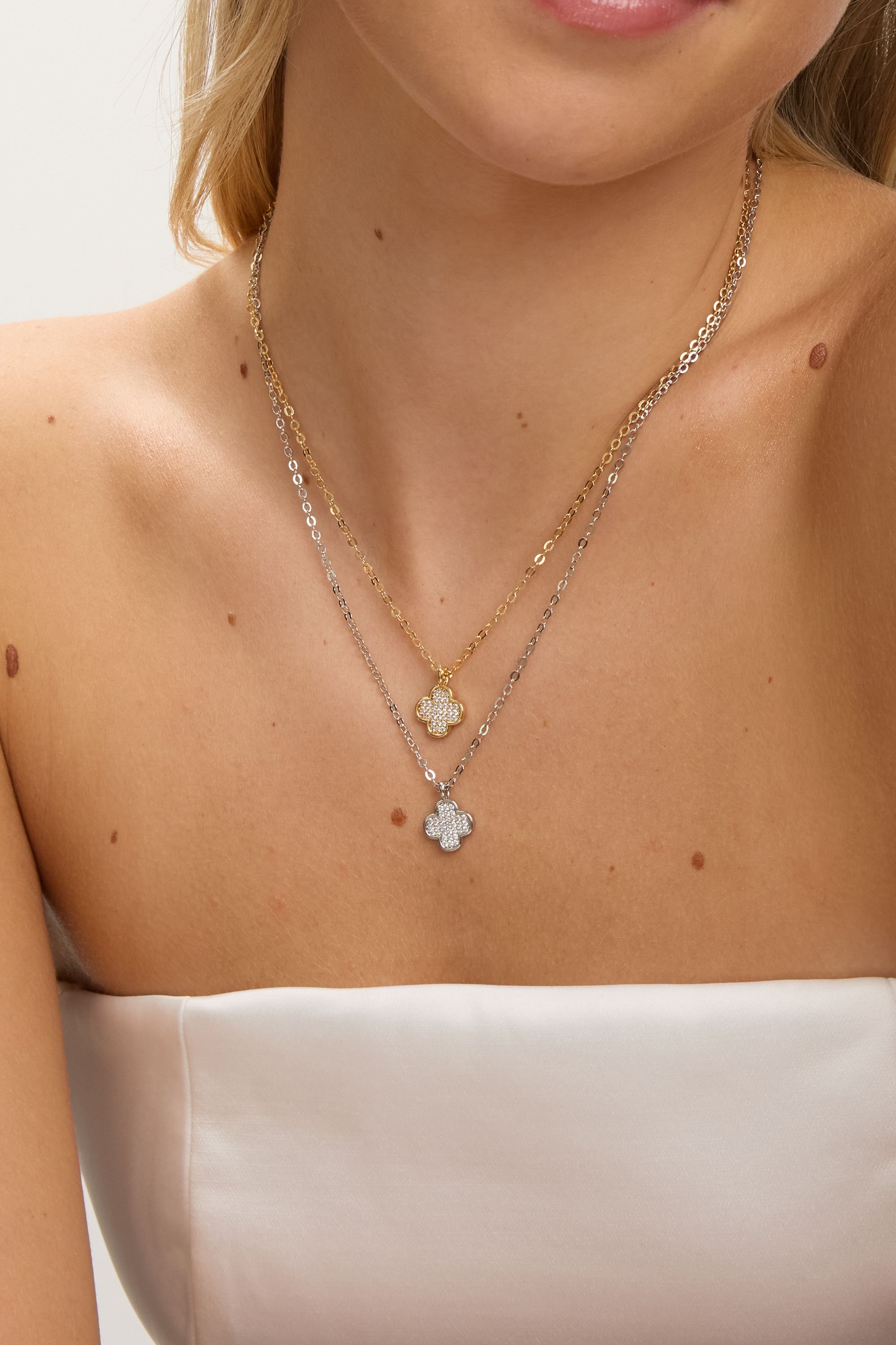 Jon Richard Rhodium Plated Micro Pave Clover Pendant image 2