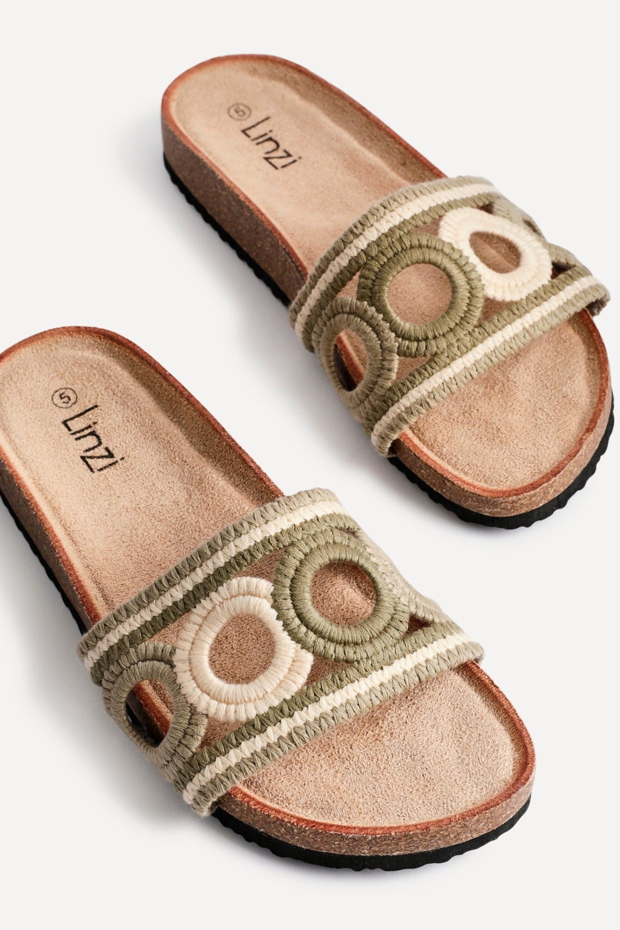 Linzi Geneva Khaki Woven Slider Sandals image 4