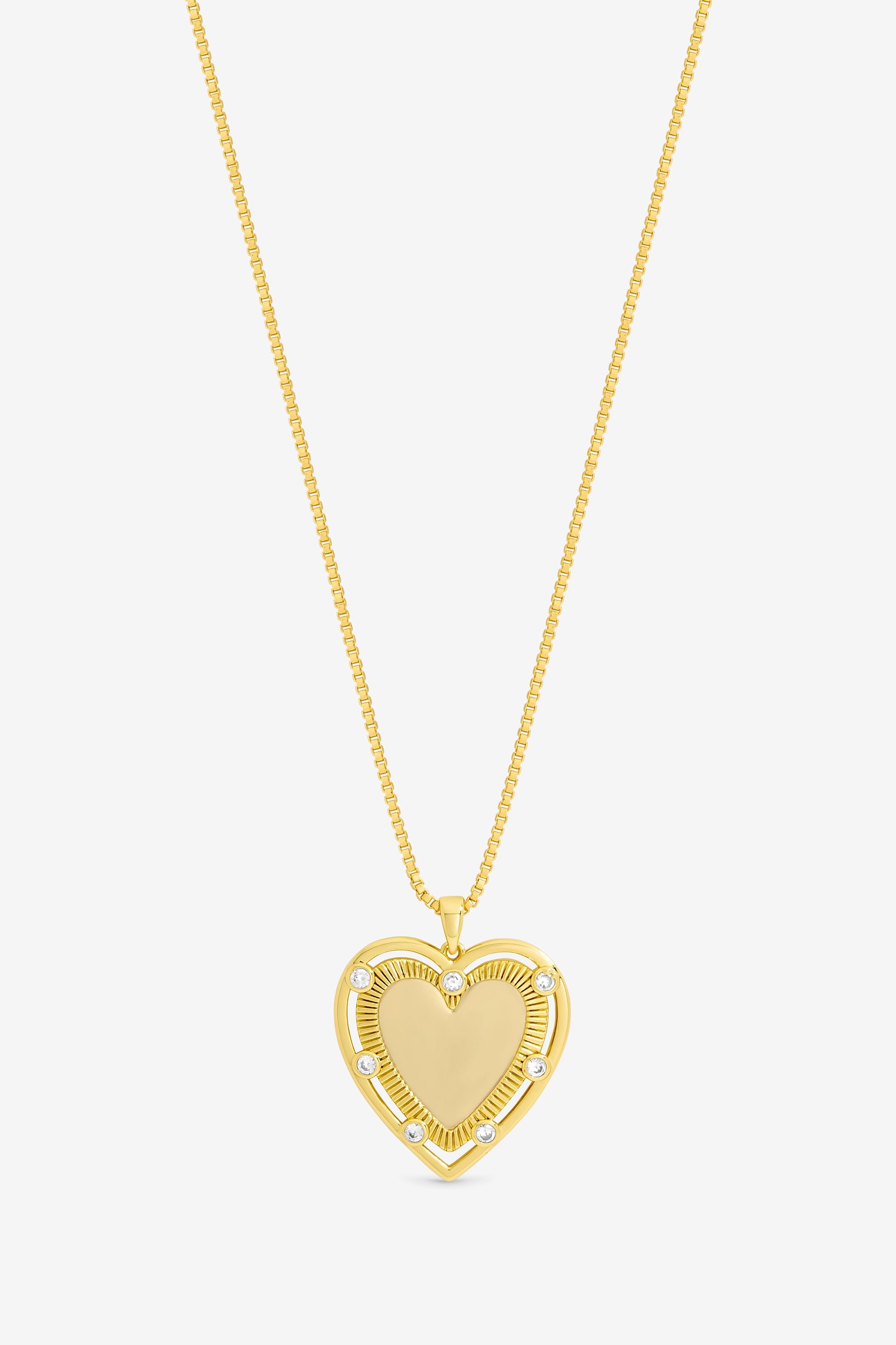 Inicio 14K Gold Plated Textured Heart Charm Pendant - Gift Pouch