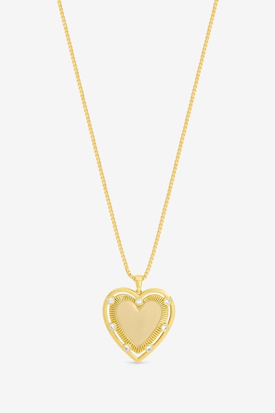 Inicio 14K Gold Plated Textured Heart Charm Pendant - Gift Pouch