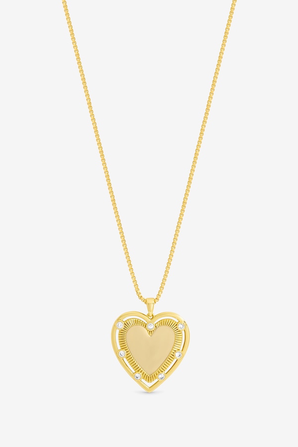 Inicio 14K Gold Plated Textured Heart Charm Pendant - Gift Pouch