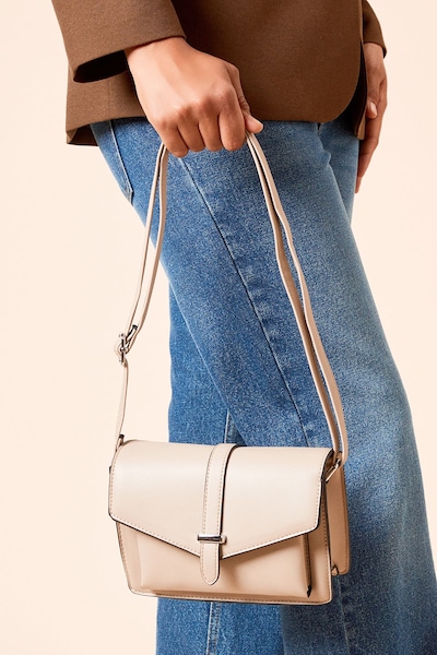 Dorothy Perkins Paris Faux Leather Adjustable Strap Crossbody Bag Taupe
