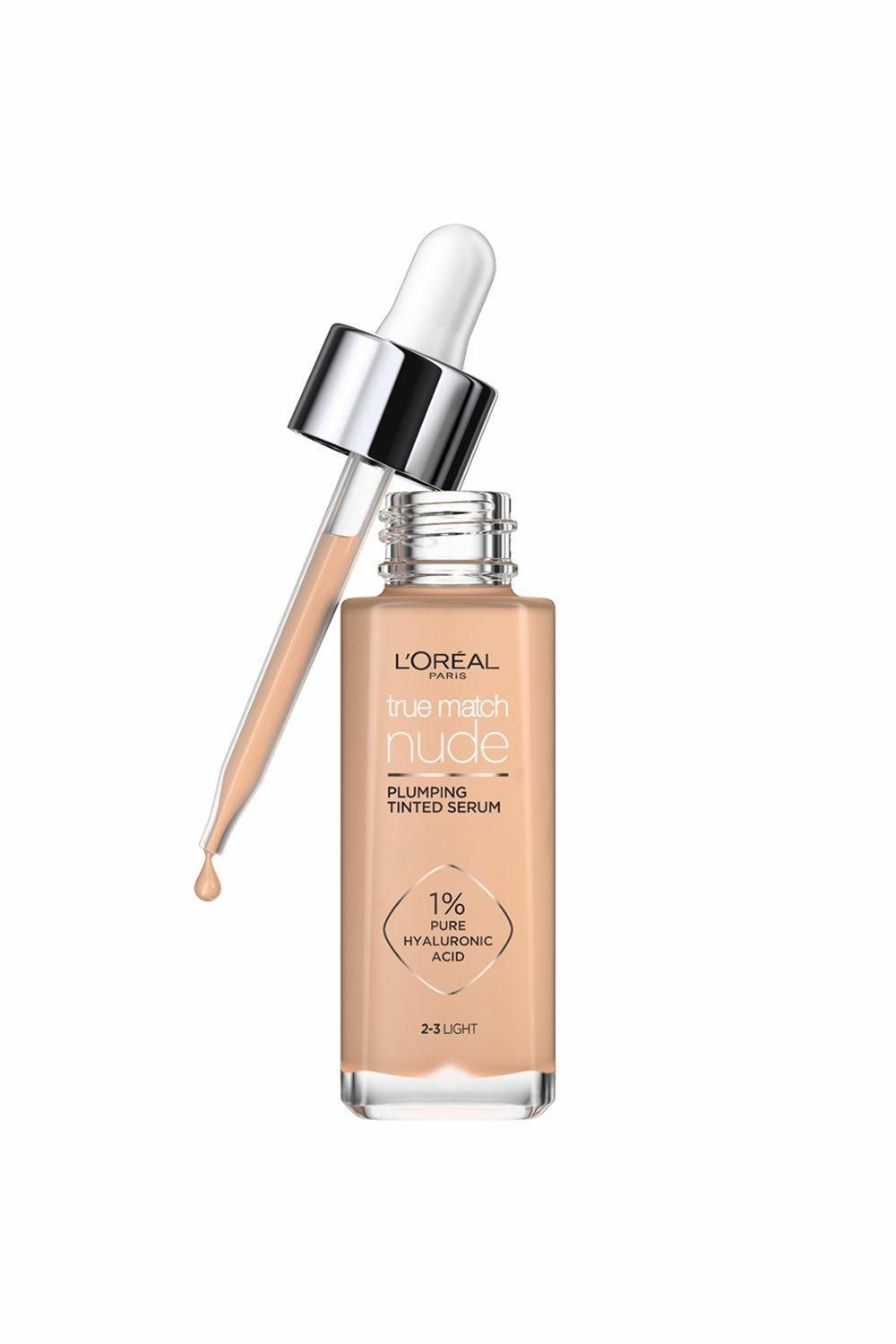 L'Oréal Paris True Match Nude Plumping Tinted Serum, 1% Hyaluronic Acid 2-3 Light image 1