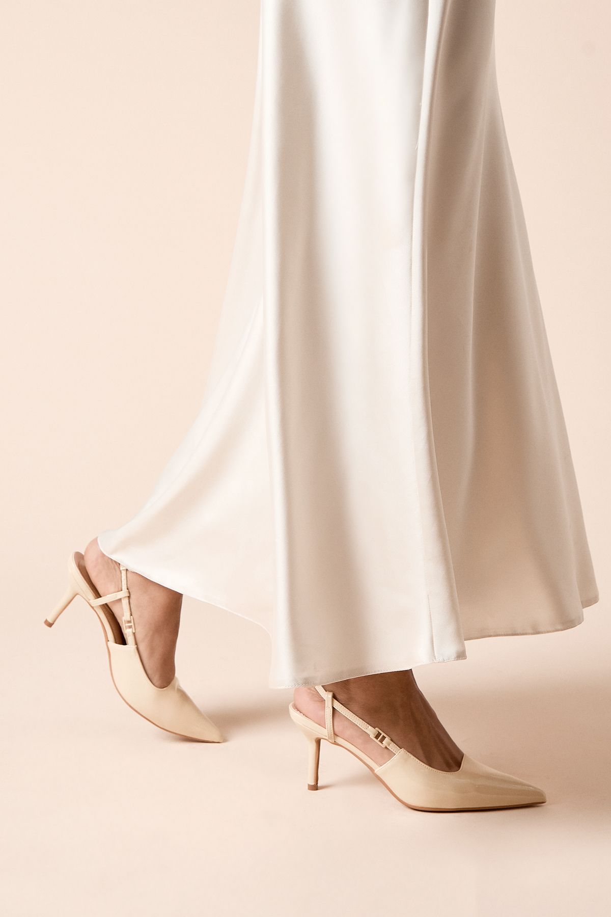 Dorothy Perkins Billie Faux Patent Leather Pointed Slingback High Stiletto Heel Court Shoes Yellow image 3