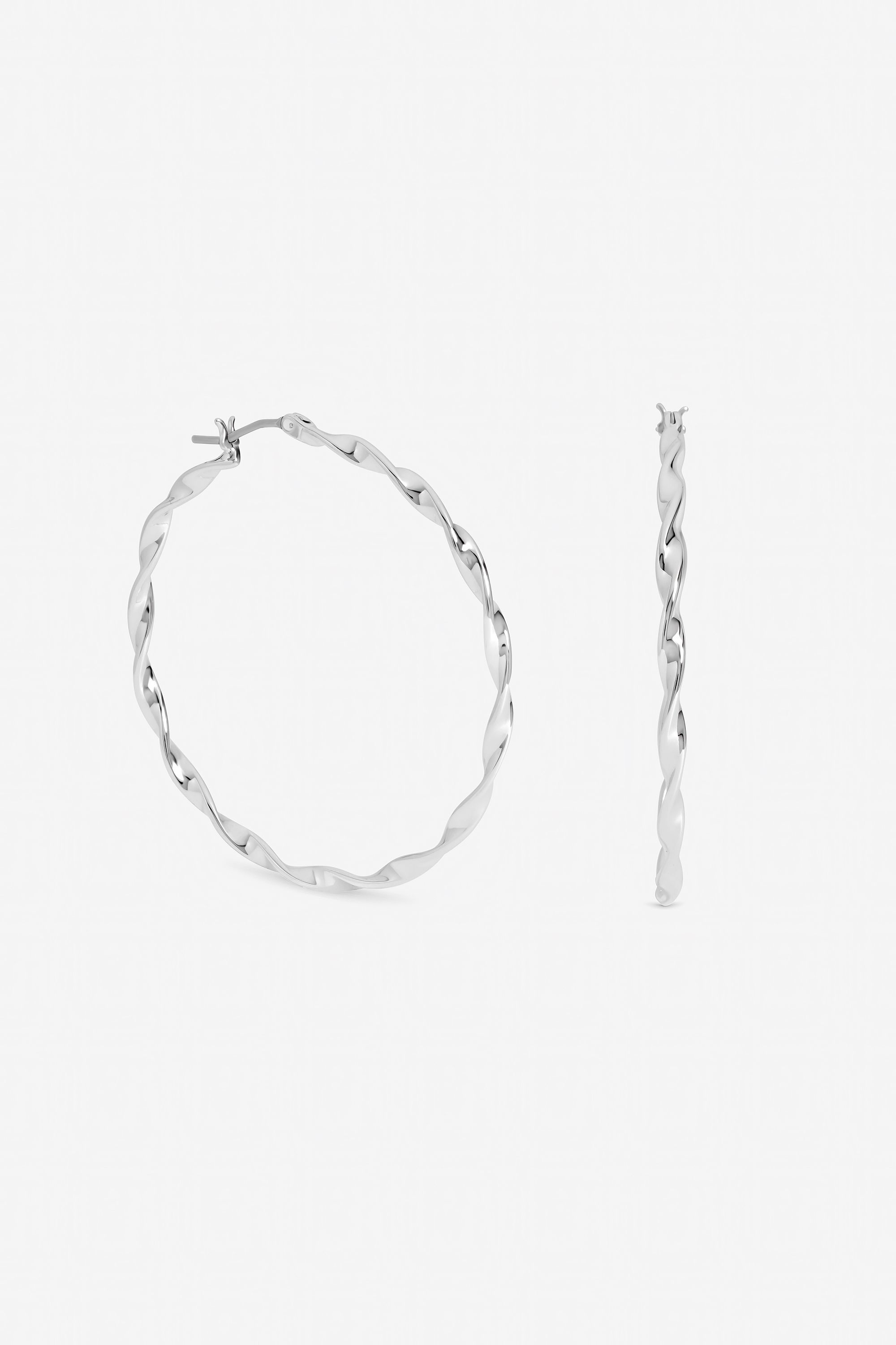 Inicio Sterling Silver Plated Large Twist Hoops - Gift Pouch