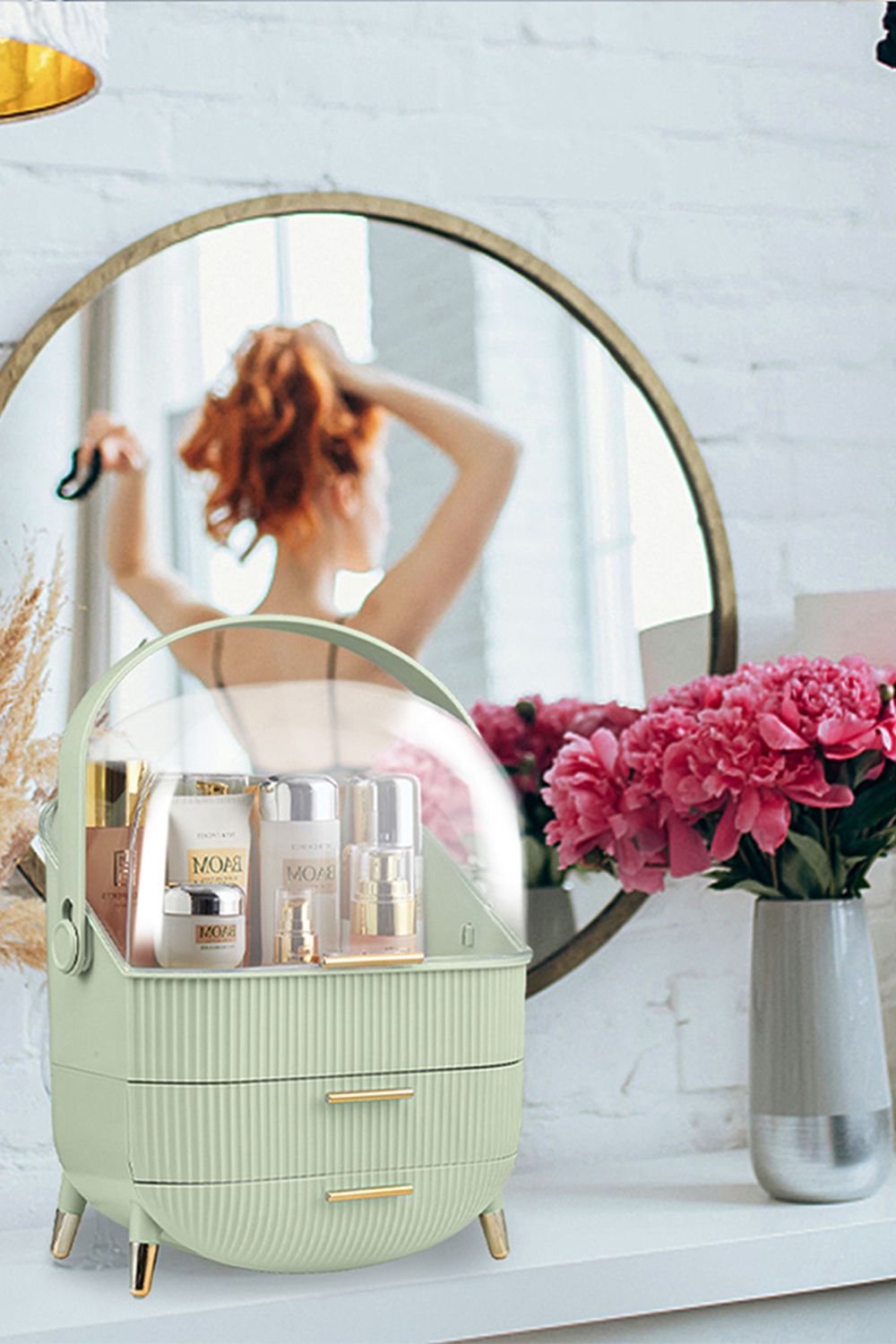 Living and Home Cosmetic Organizer Skincare Display Box With 2 Layers Of Storage Boxes And Transparent Lid image 5