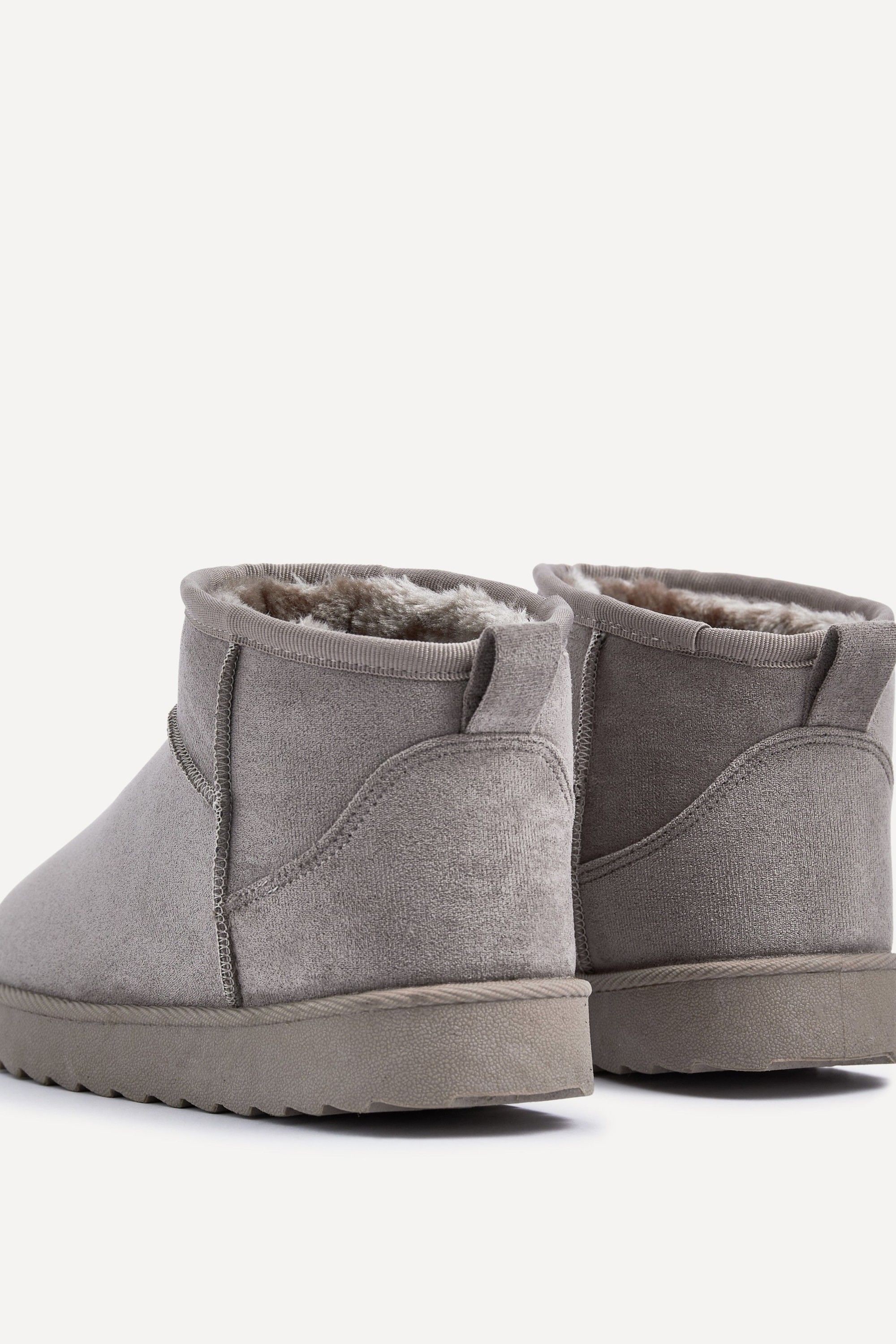 Linzi Ultra Mini Addy Ash Grey Faux Suede Grey Faux Fur Lined Ultra Mini Ankle Boot image 5