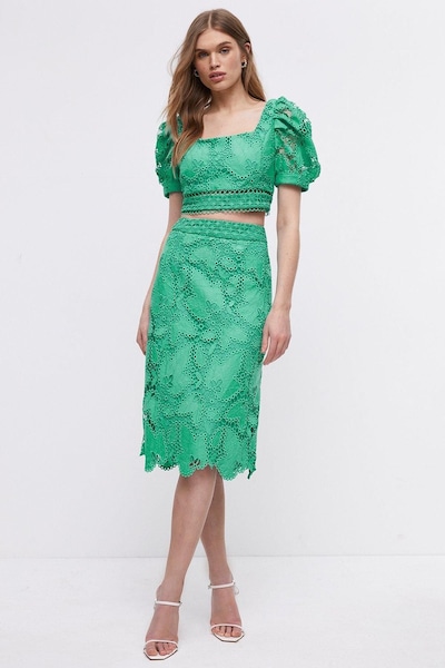 Coast Lace Pencil Skirt Green