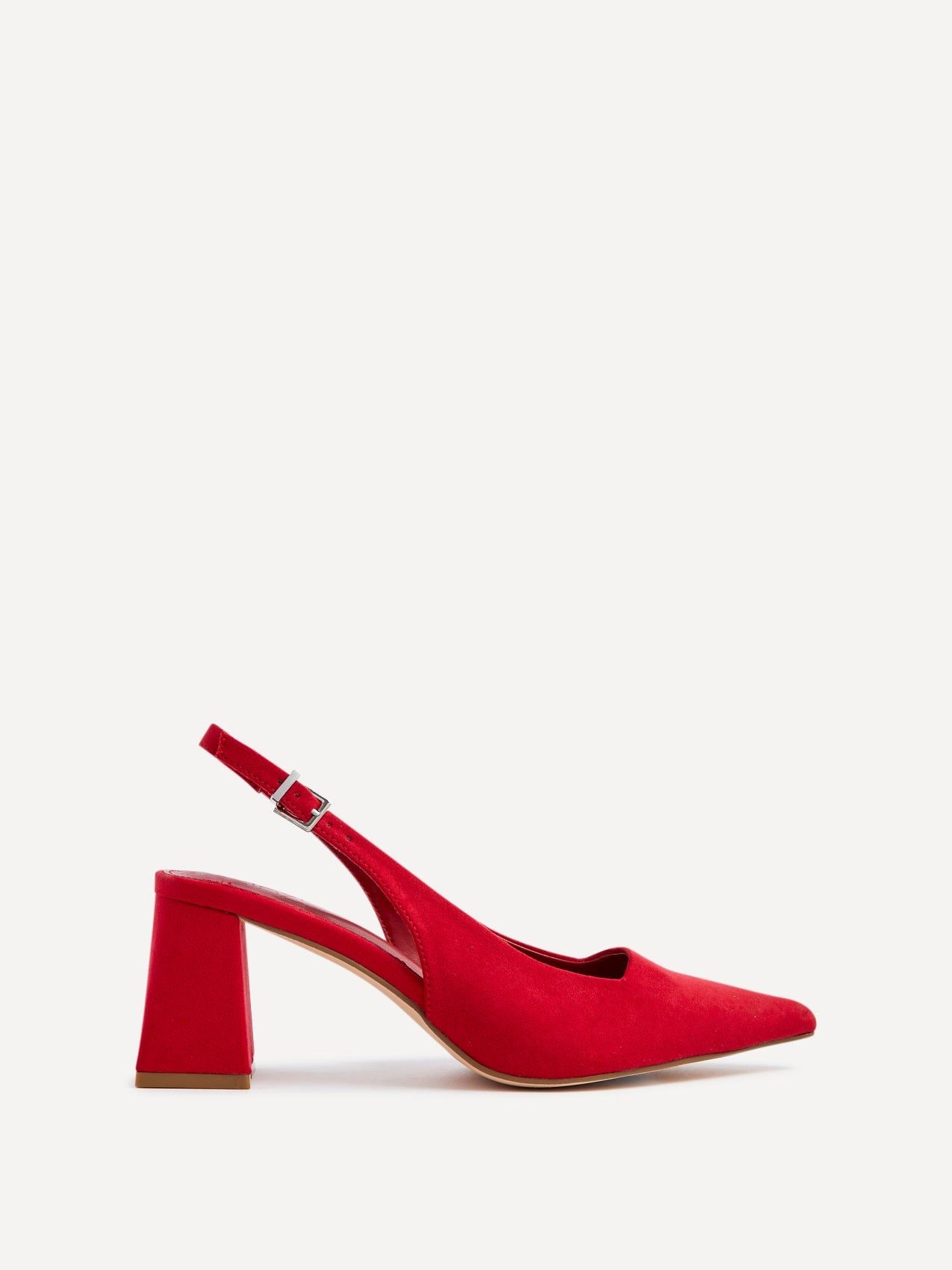 Linzi Laurel Red Faux Suede Block Heeled Court Heel image 1