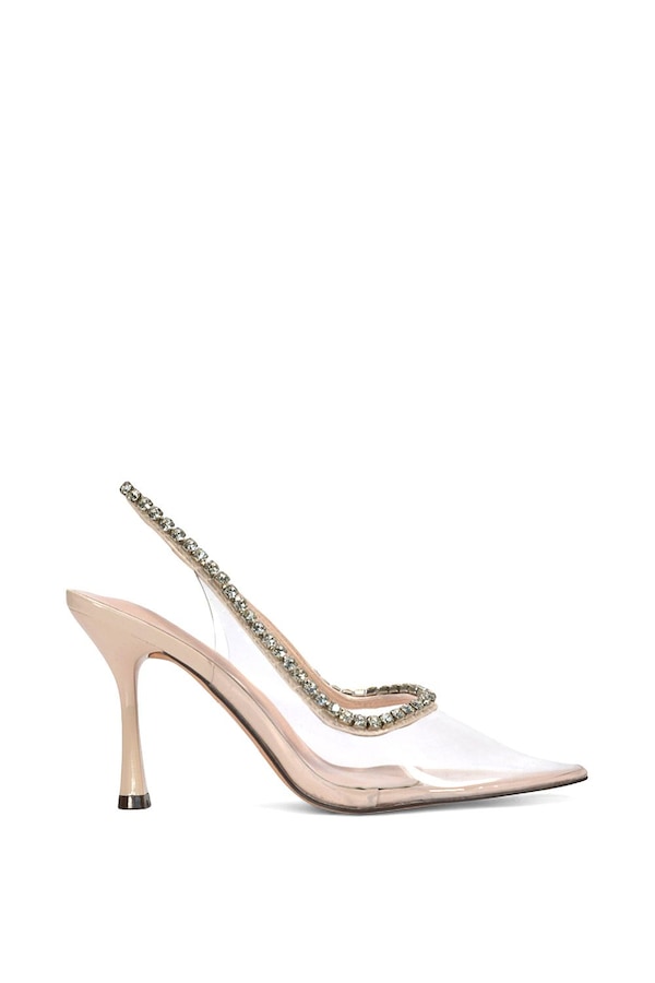 XY London 'Beryl' High Heel Clear Pointed Toe Court Shoes with Jewels