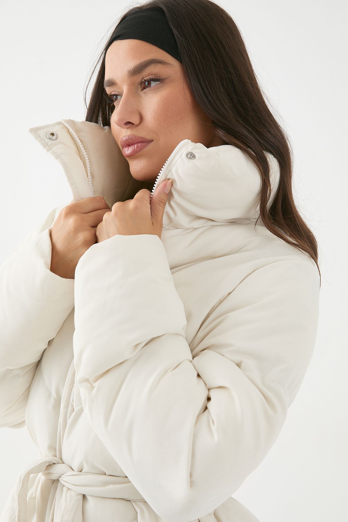 MissPap Longline Puffer Coat Cream image 2