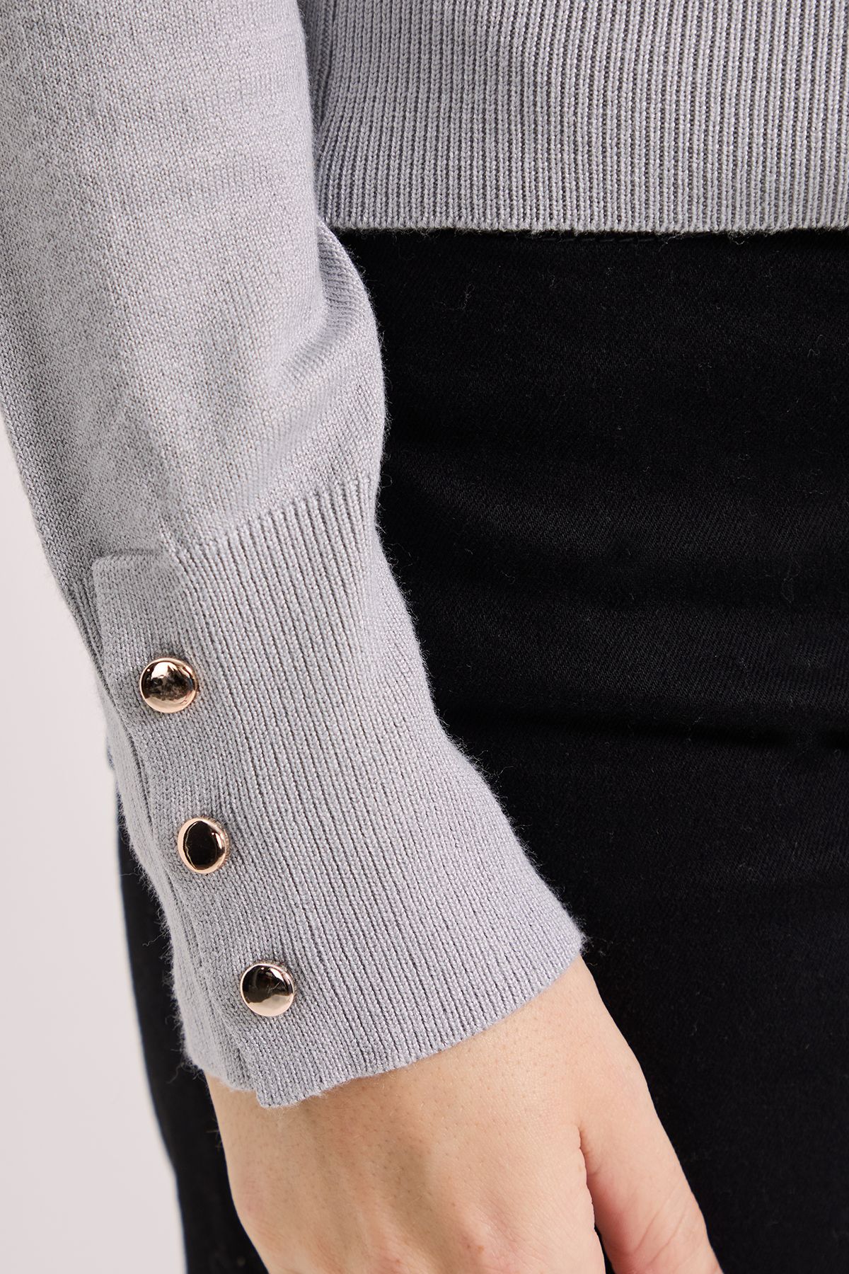 Dorothy Perkins Grey Crew Neck Button Cuff Jumper Grey image 5