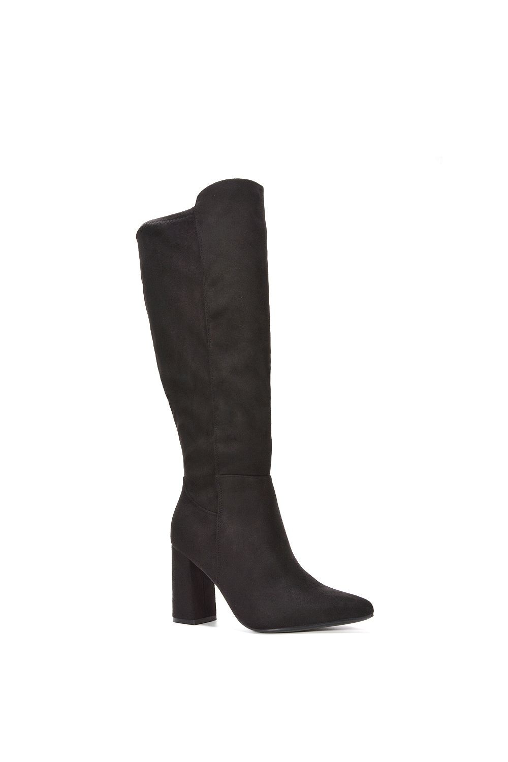 XY London 'Wisteria' Wide Calf Stretchy Block High Heel Knee Boots image 2