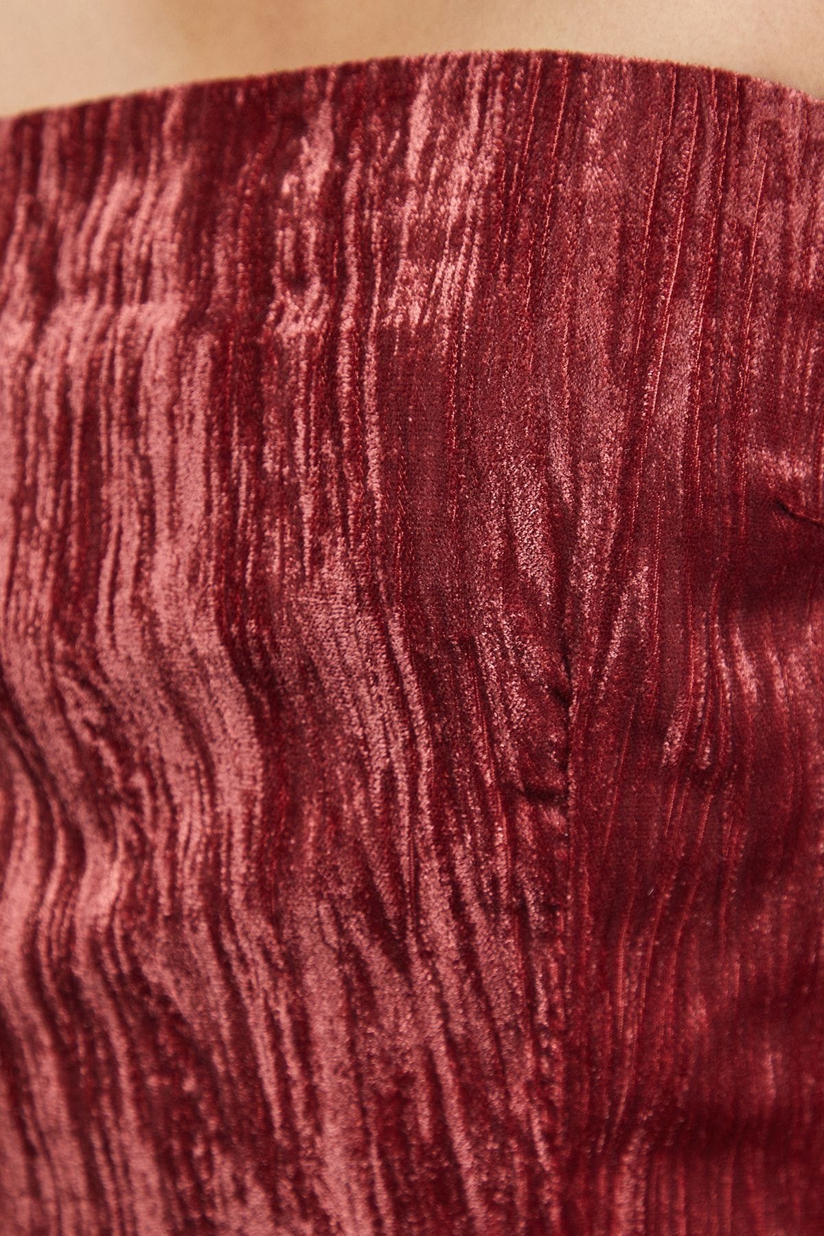 Warehouse Crinkle Velvet Cutout Blouson Sleeve Midi Dress Burgundy image 5