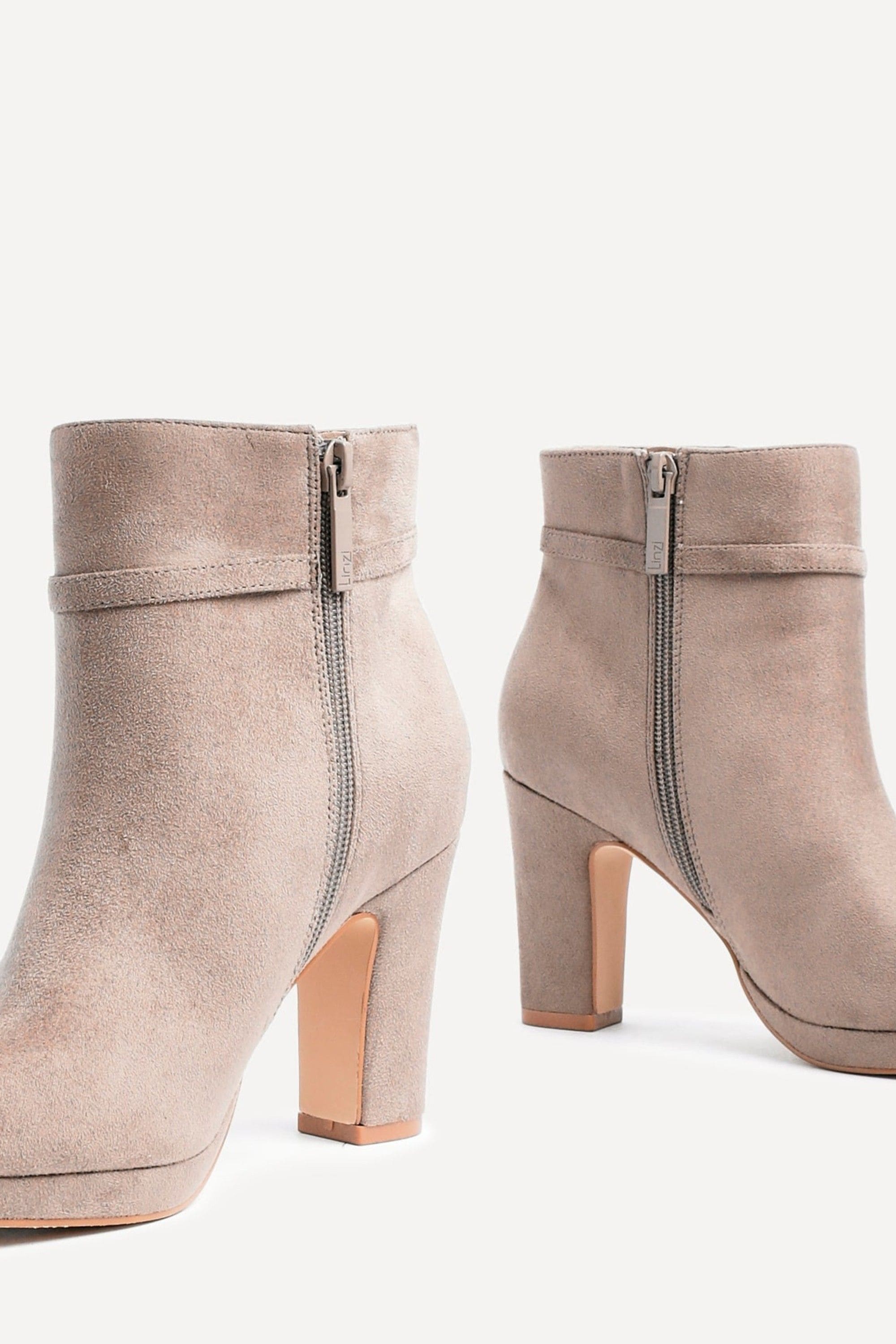 Linzi Stefani Mocha Faux Suede Heeled Ankle Boot image 5