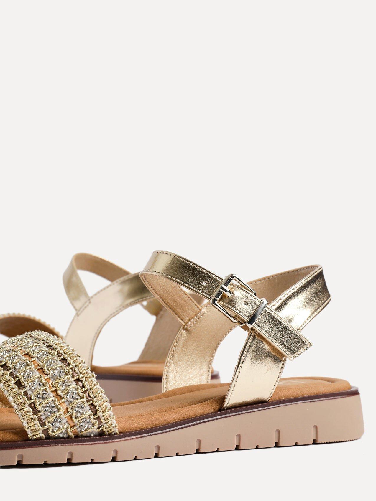 Linzi Halo Gold Weaved Embellished Flat Sandals image 5