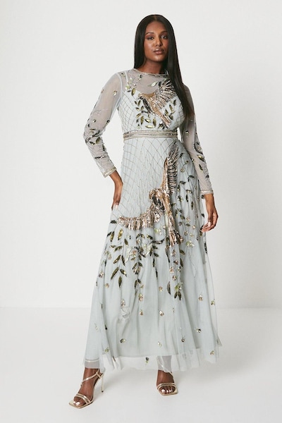 Coast The Collector Hand Embellished Maxi Dress Sage