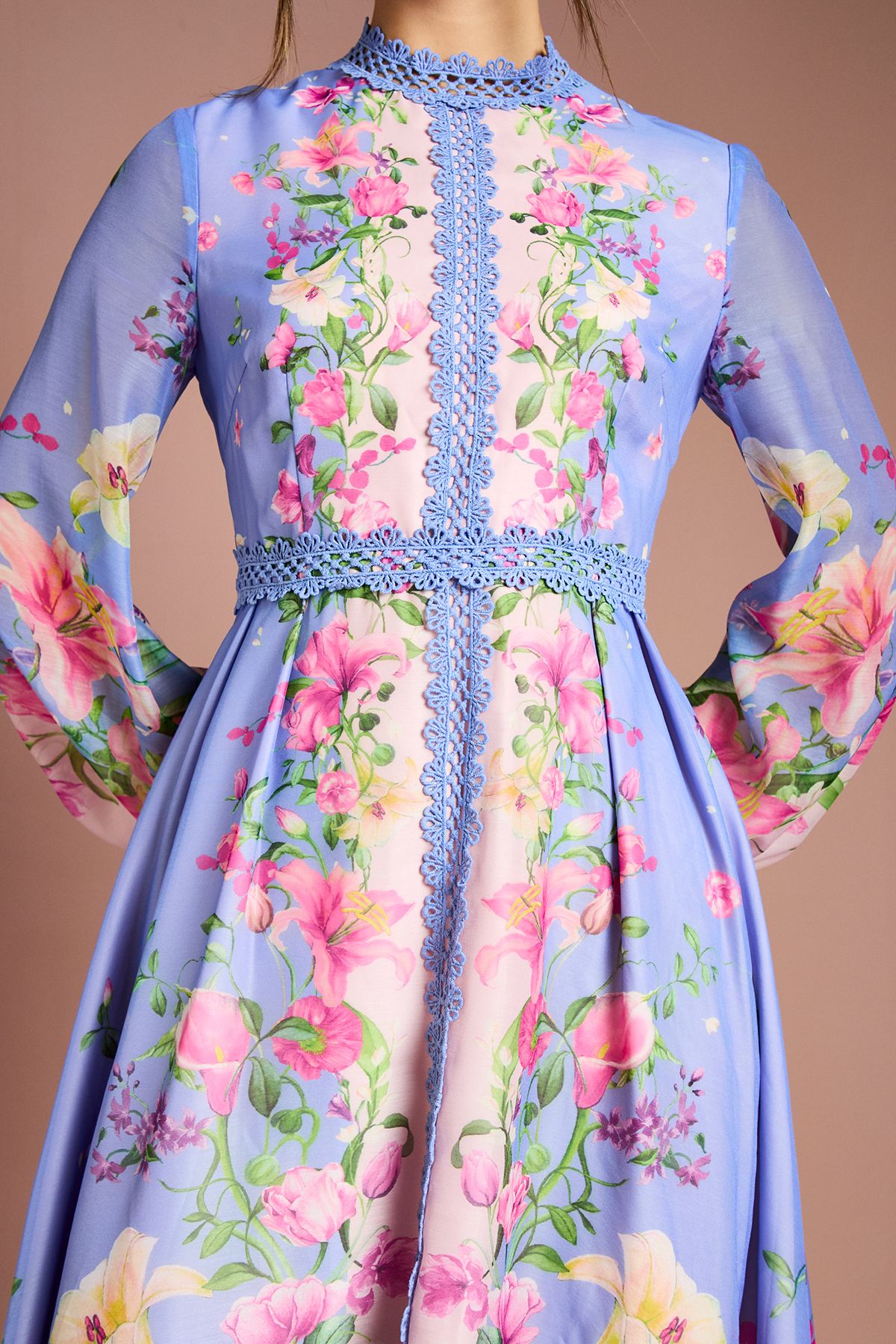 Coast Organza Lace Trim Midi Dress Blue image 4