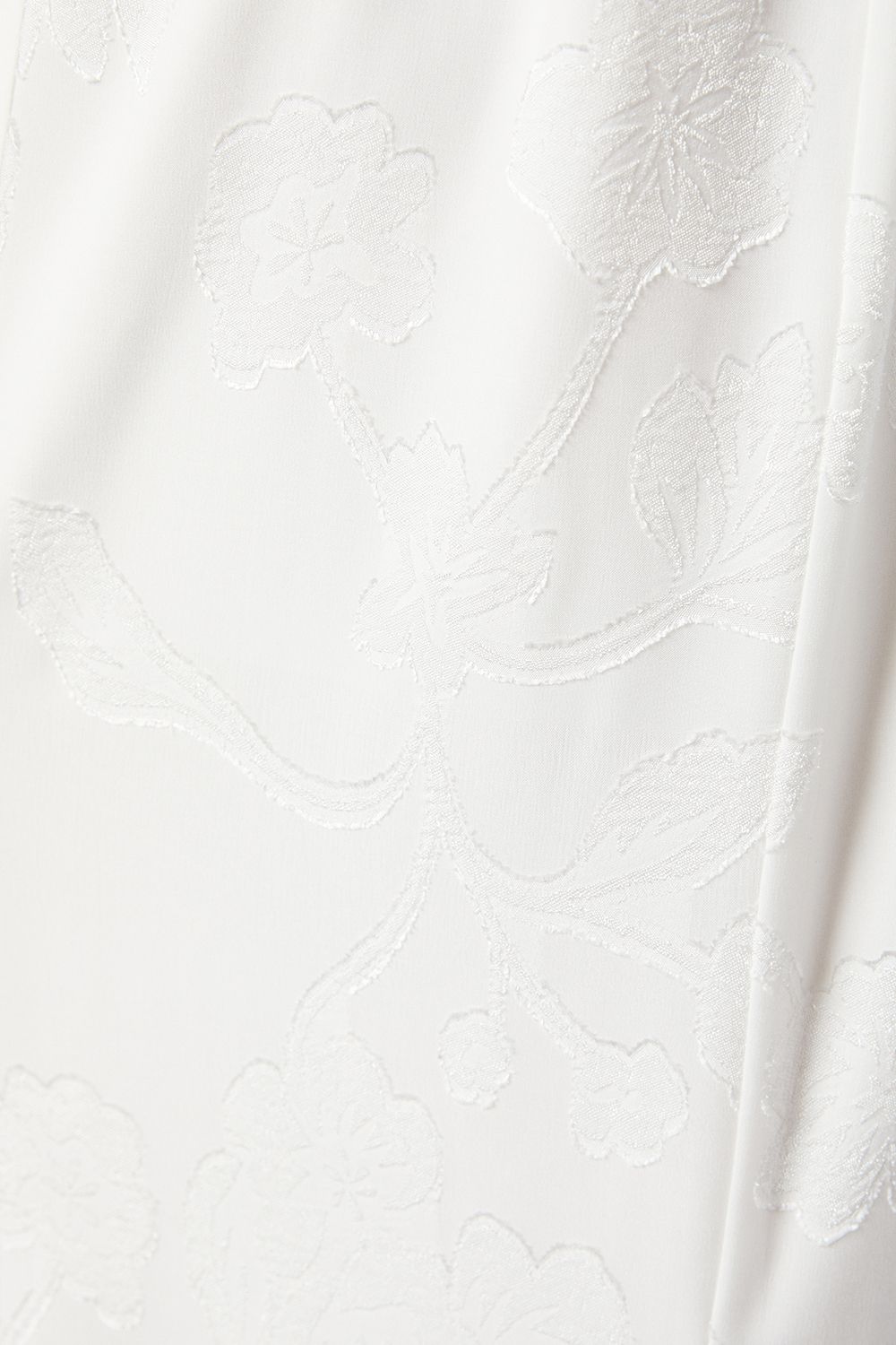 Oasis Puff Sleeve Satin Jacquard Wrap Waist Wedding Dress Ivory image 5