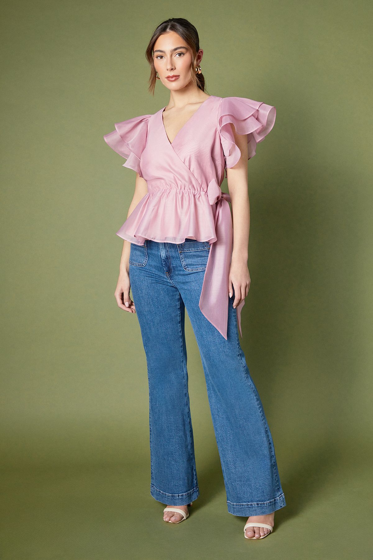 Coast Organza Frill Wrap Top Pink image 3