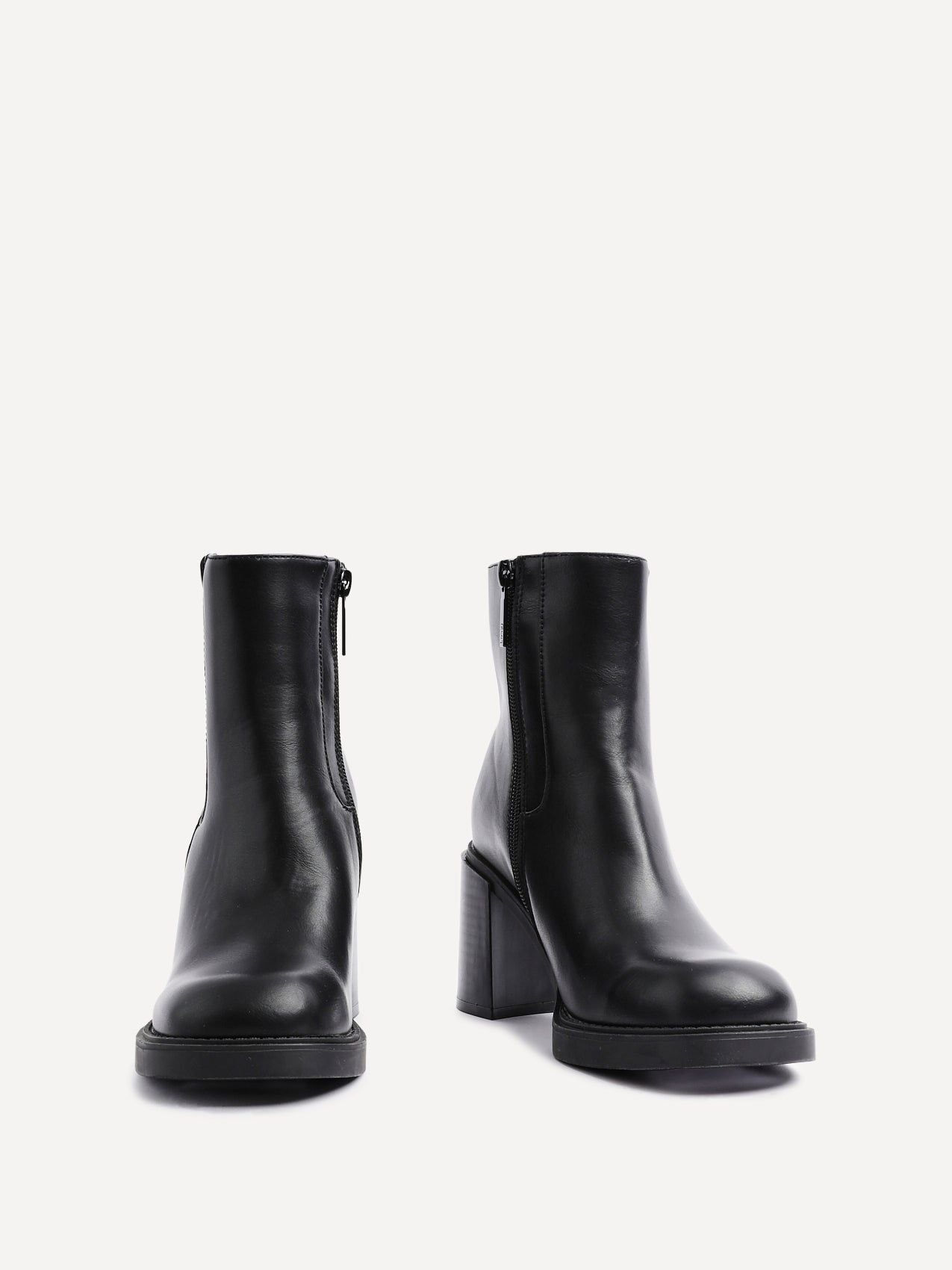 Linzi Cheska Black Faux Leather Block Heeled Ankle Boot image 3