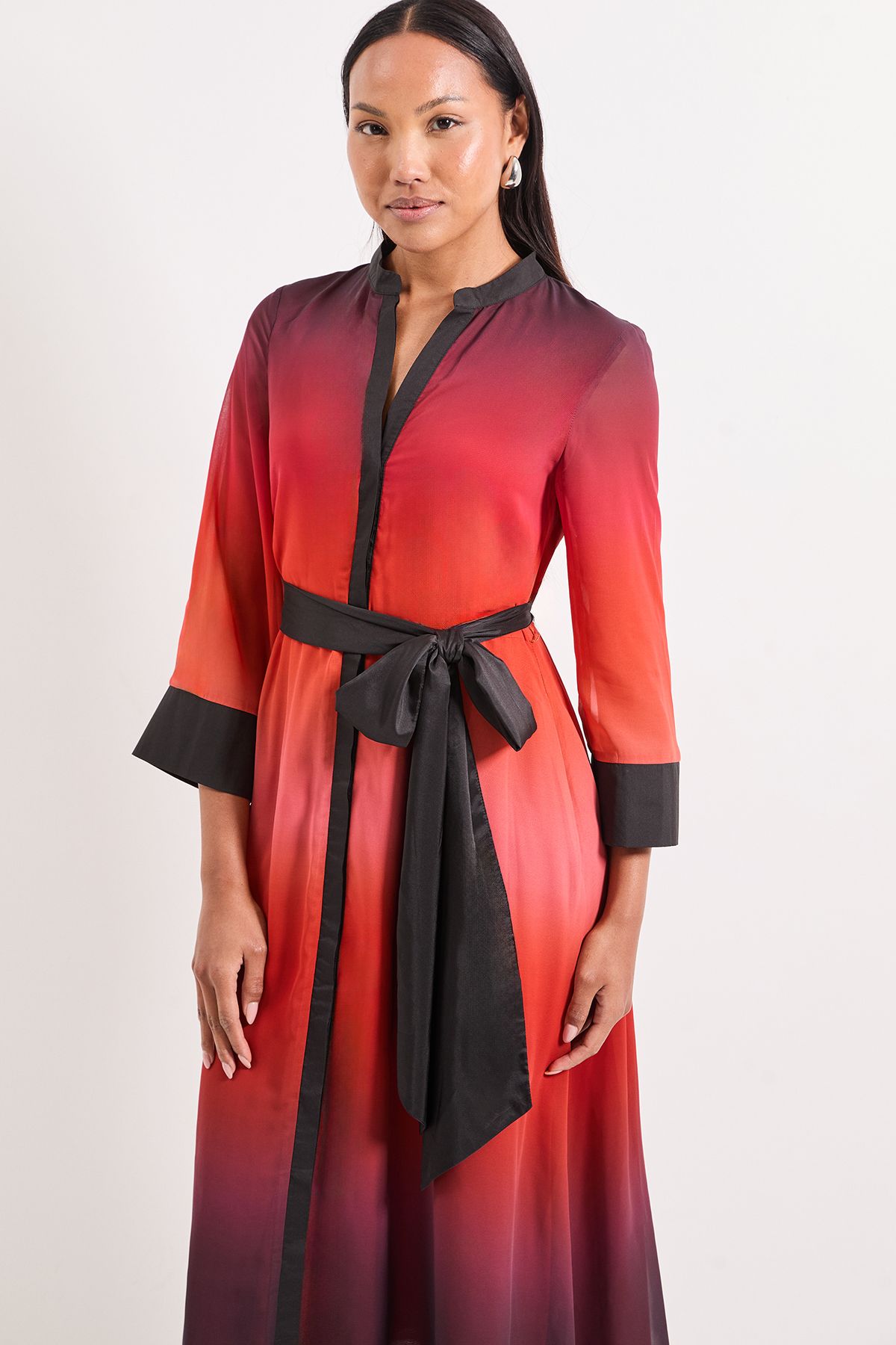 Principles Ombre Print Contrast Detail Shirt Dress Orange image 2