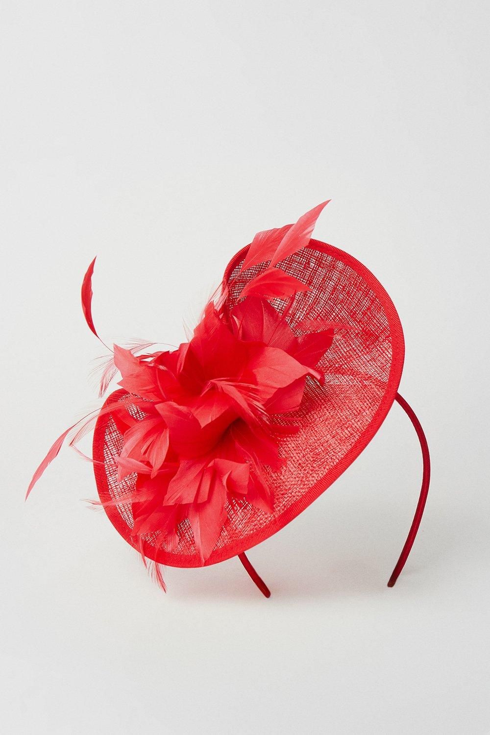 Coast Feather Flower Curved Fascinator Red image 2