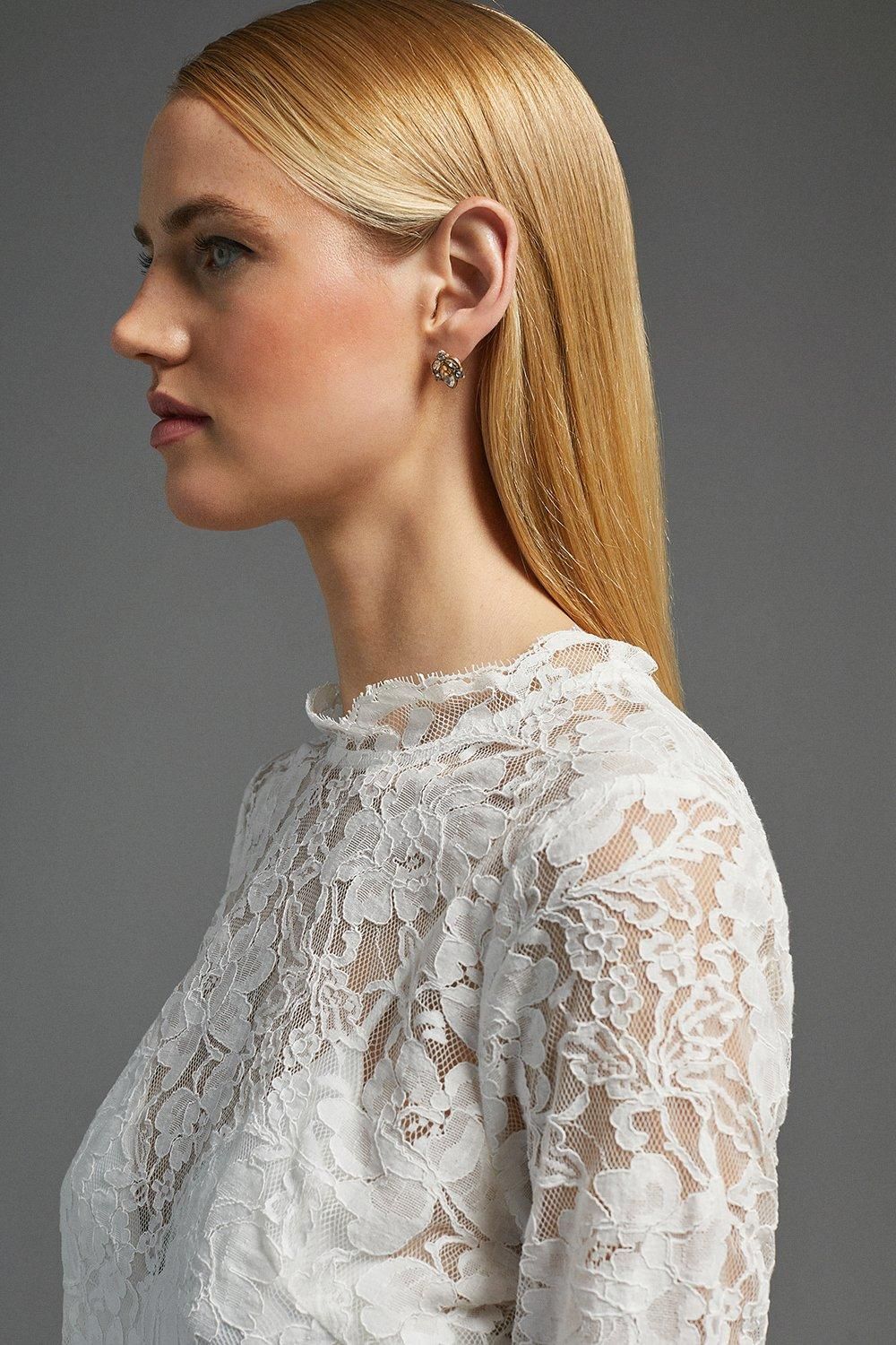 Coast High Neck Longsleeve Lace Top Ivory image 5
