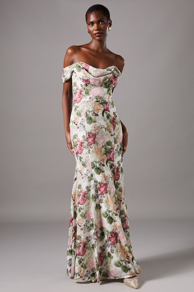 Coast Floral Bardot Maxi Dress Cream