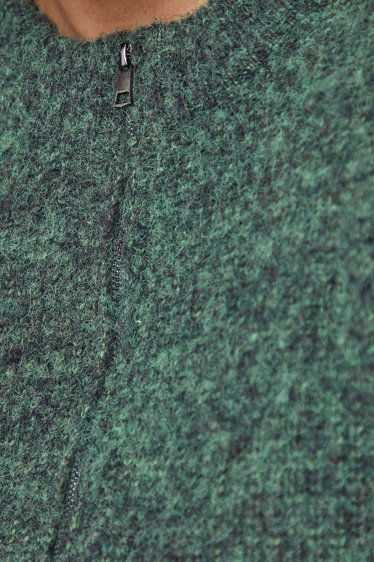 Warehouse Zip Up Rib Crew Cardigan Emerald image 5