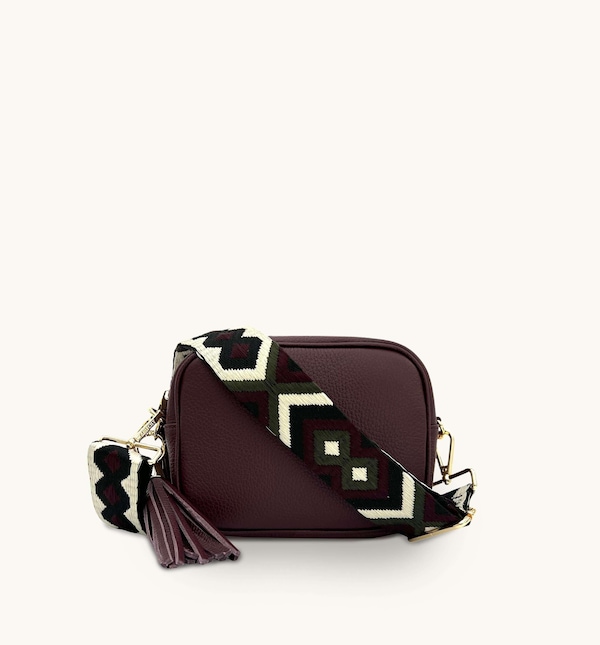 Apatchy London Port Leather Crossbody Bag With Port & Olive Diamond Strap