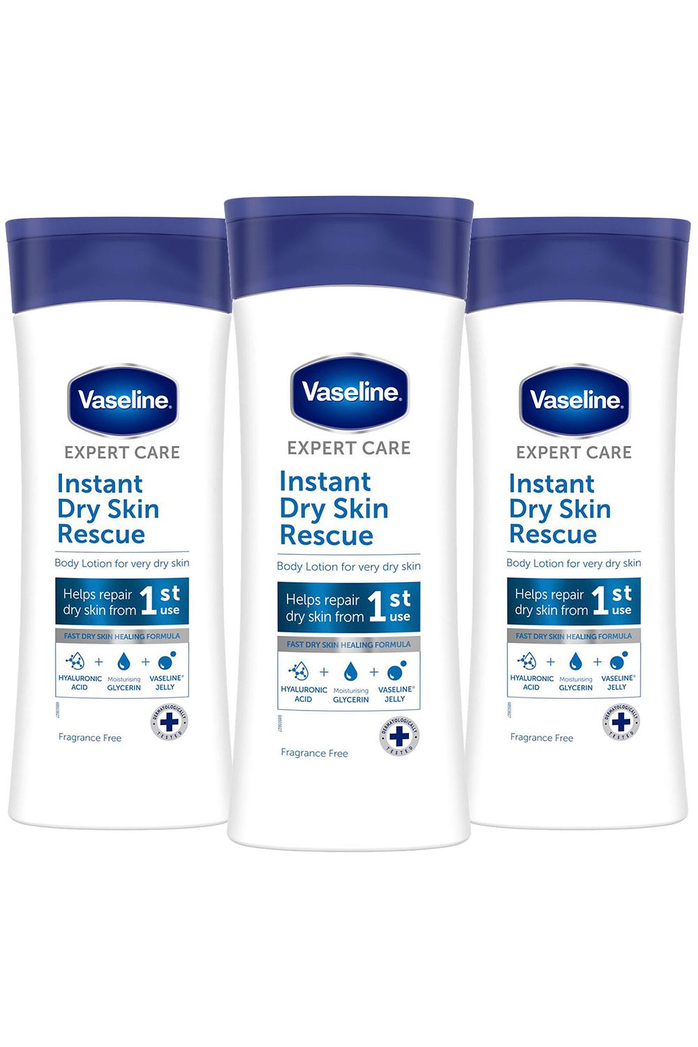 Vaseline 3x 400ml Expert Care Instant Dry Skin Rescue 'Body Lotion' image 1