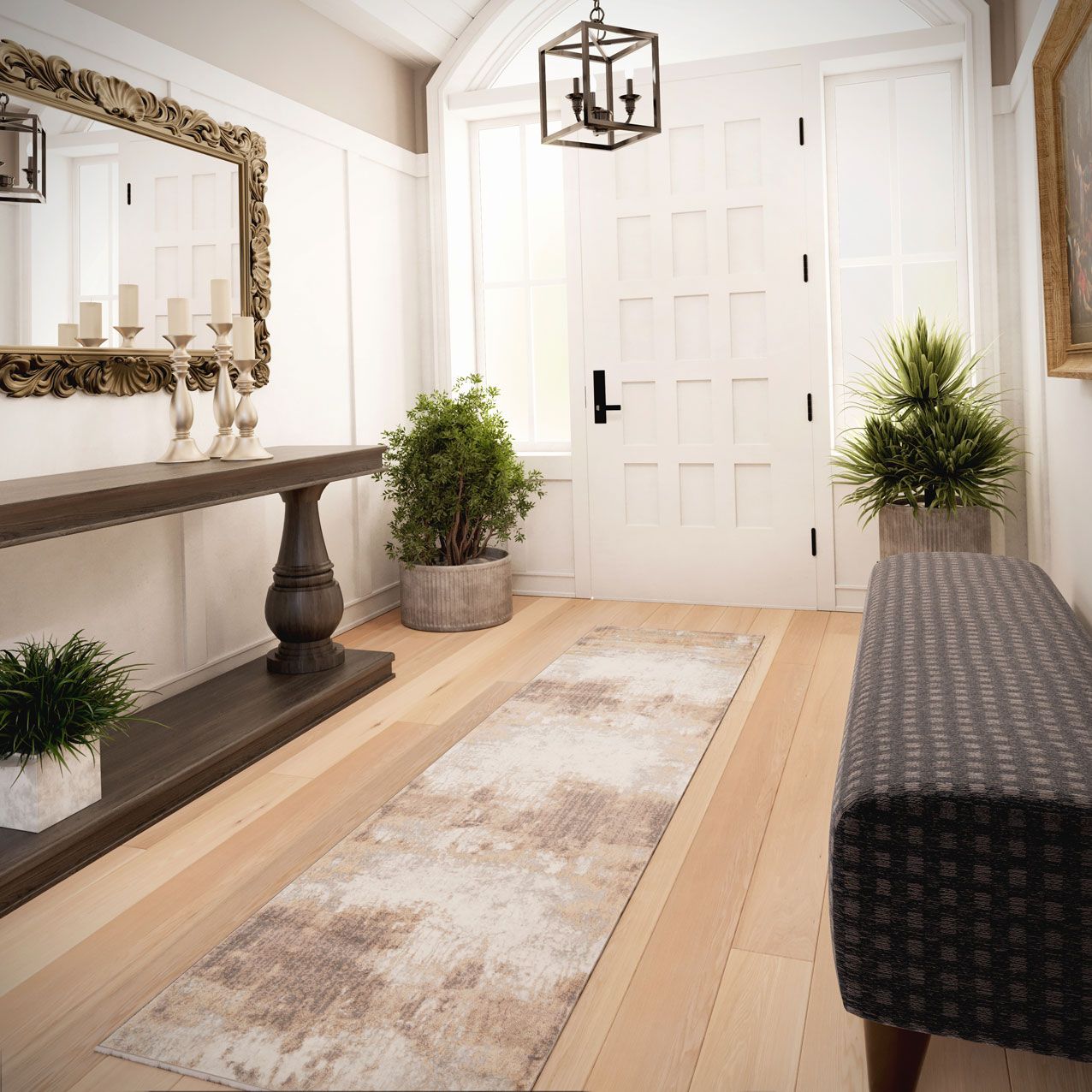 Kukoon Greige Distressed Abstract Living Area Rug image 6