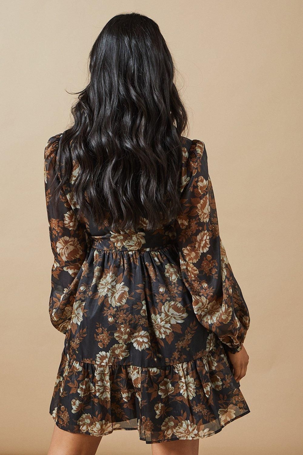 Oasis Organza Collared Mini Dress Black image 3