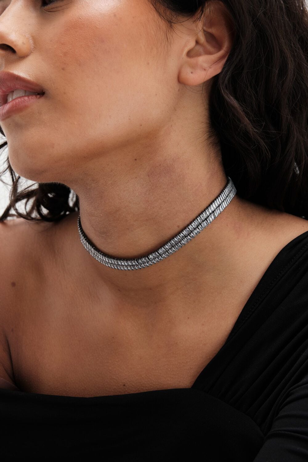 Mood Hematite Crystal Double Baguette Choker Necklace image 3