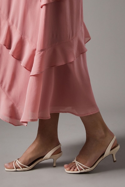 Coast Wide Fit Valina Faux Leather Slingback Cross Strap Kitten Heel Sandals Nude