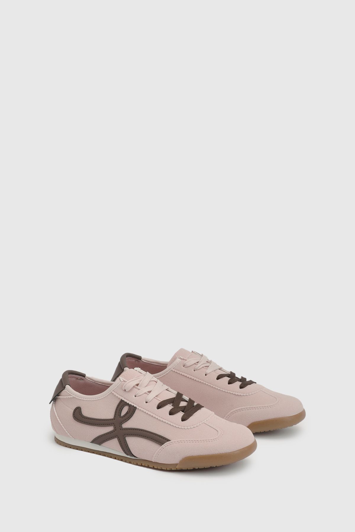 Oasis Patrick Faux Suede Lace Up Trainers Rose