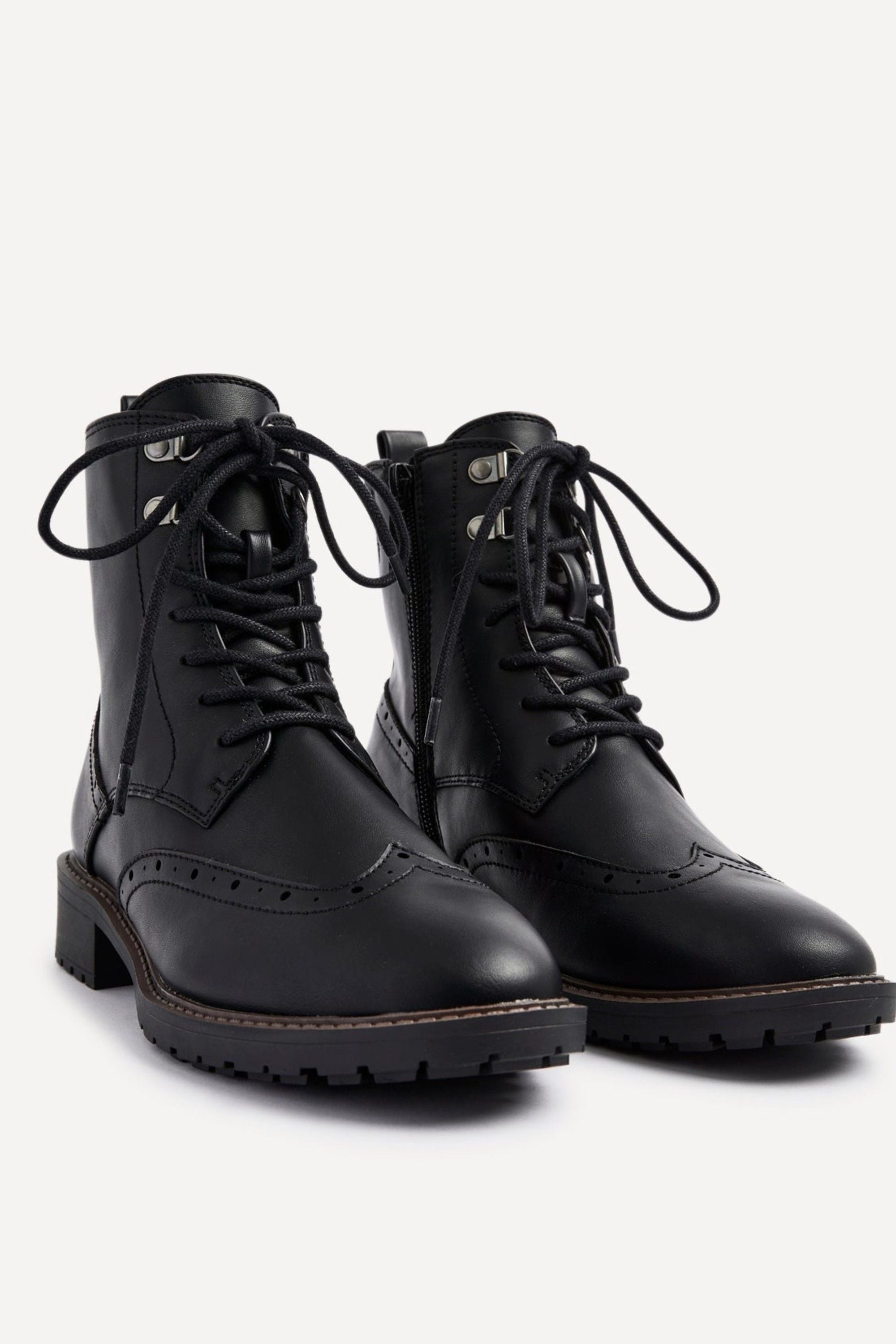 Linzi Ashleigh Black Faux Leather Lace Up Military Boot image 5