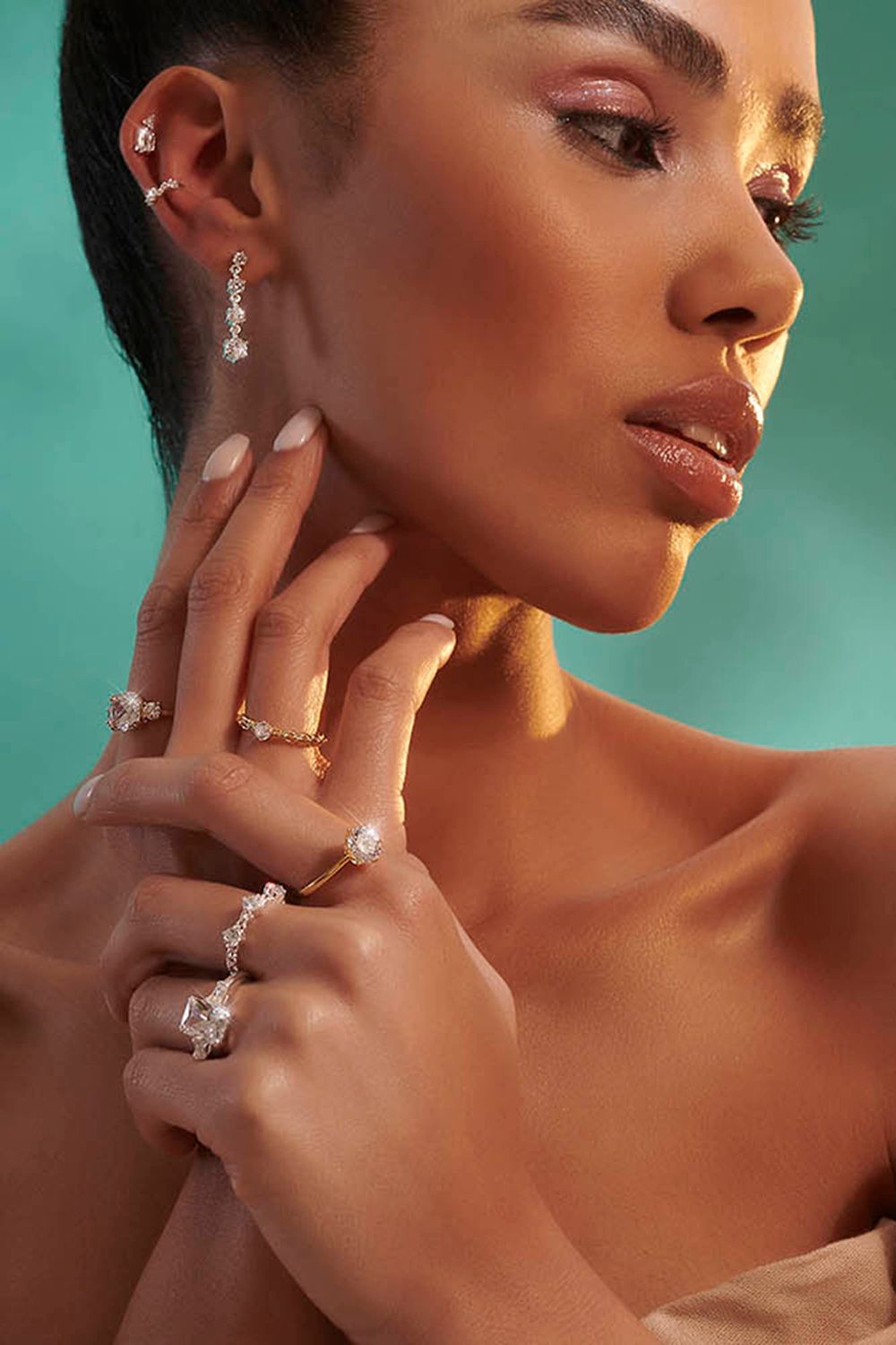 Simply Silver Sterling Silver 925 With Cubic Zirconia Mini Hoop Earrings image 2