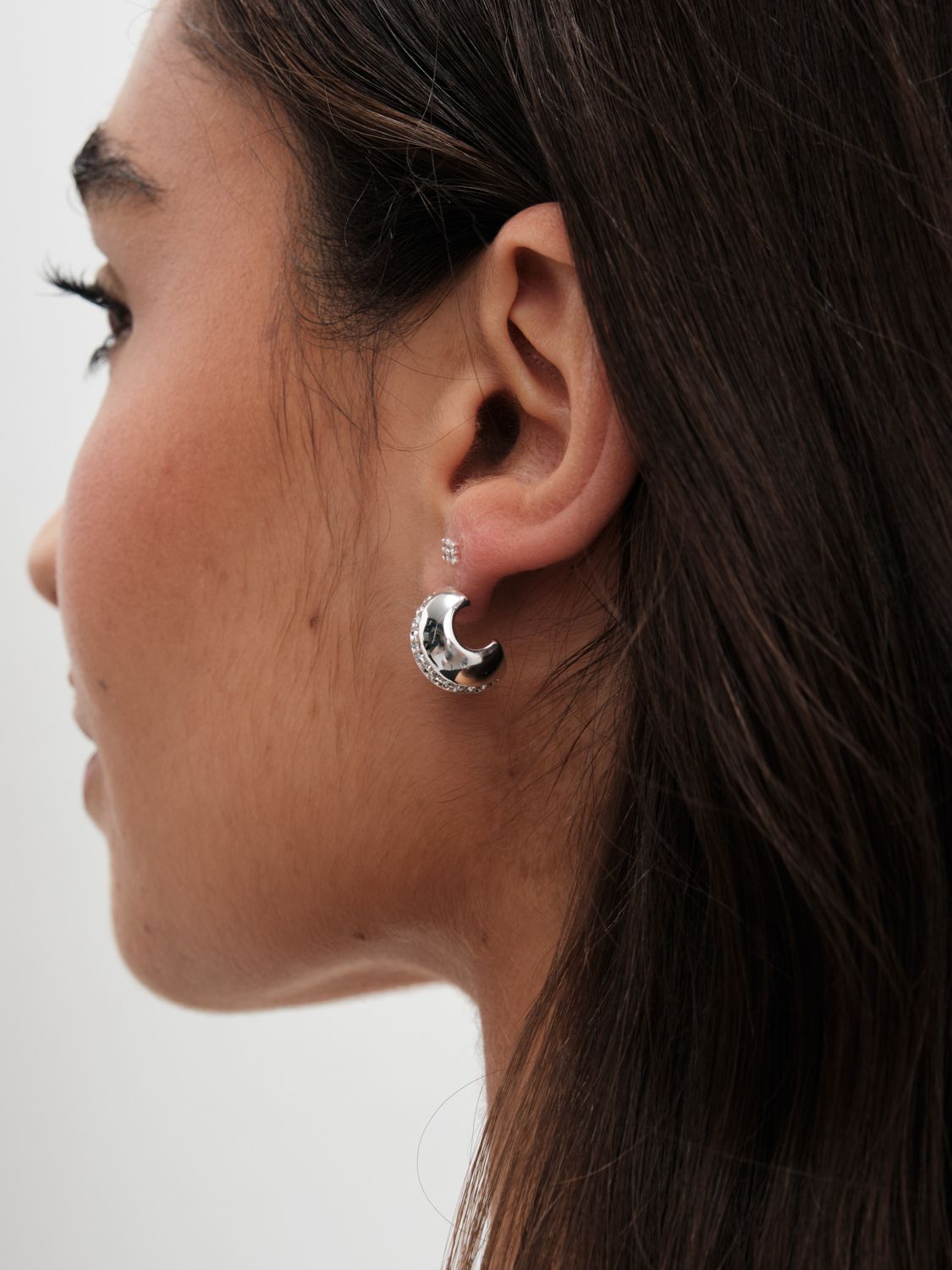 Jon Richard Jon Richard Silver Plated Polished Crystal Dome Stud Earrings image 3