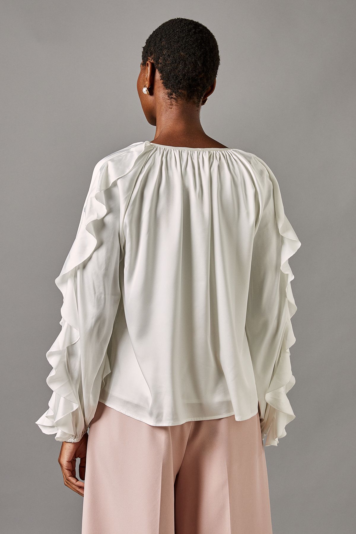 Coast Satin Frill Blouse Ivory image 3