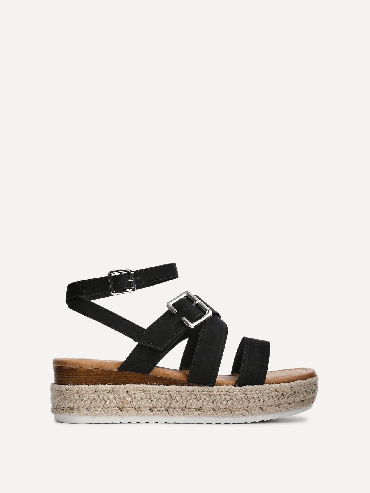 Linzi Autumn Black Nubuck Strappy Flatform Sandal image 1