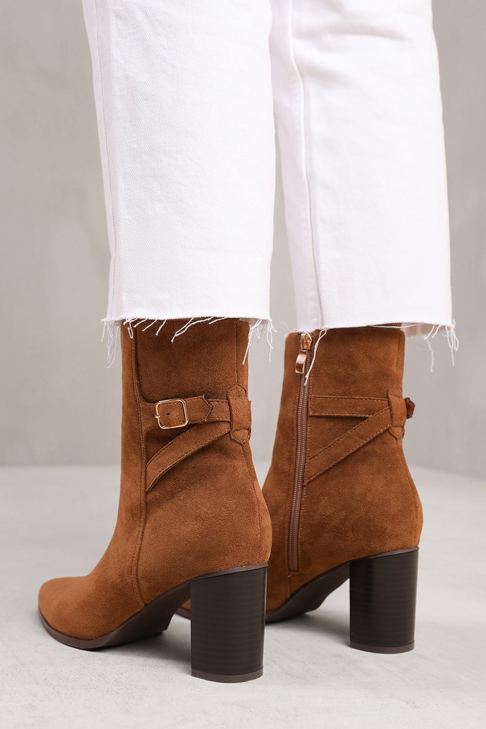 Where's That From 'North' Wide Fit Block Heel Boot With Buckle Detail image 4