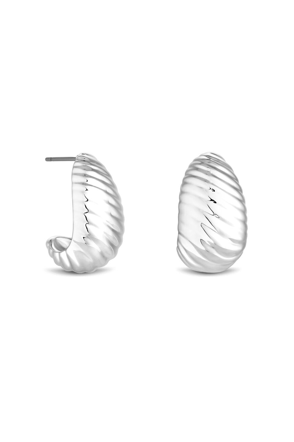 Inicio Recycled Sterling Silver Plated Textured Hoop Earrings - Gift Pouch image 1