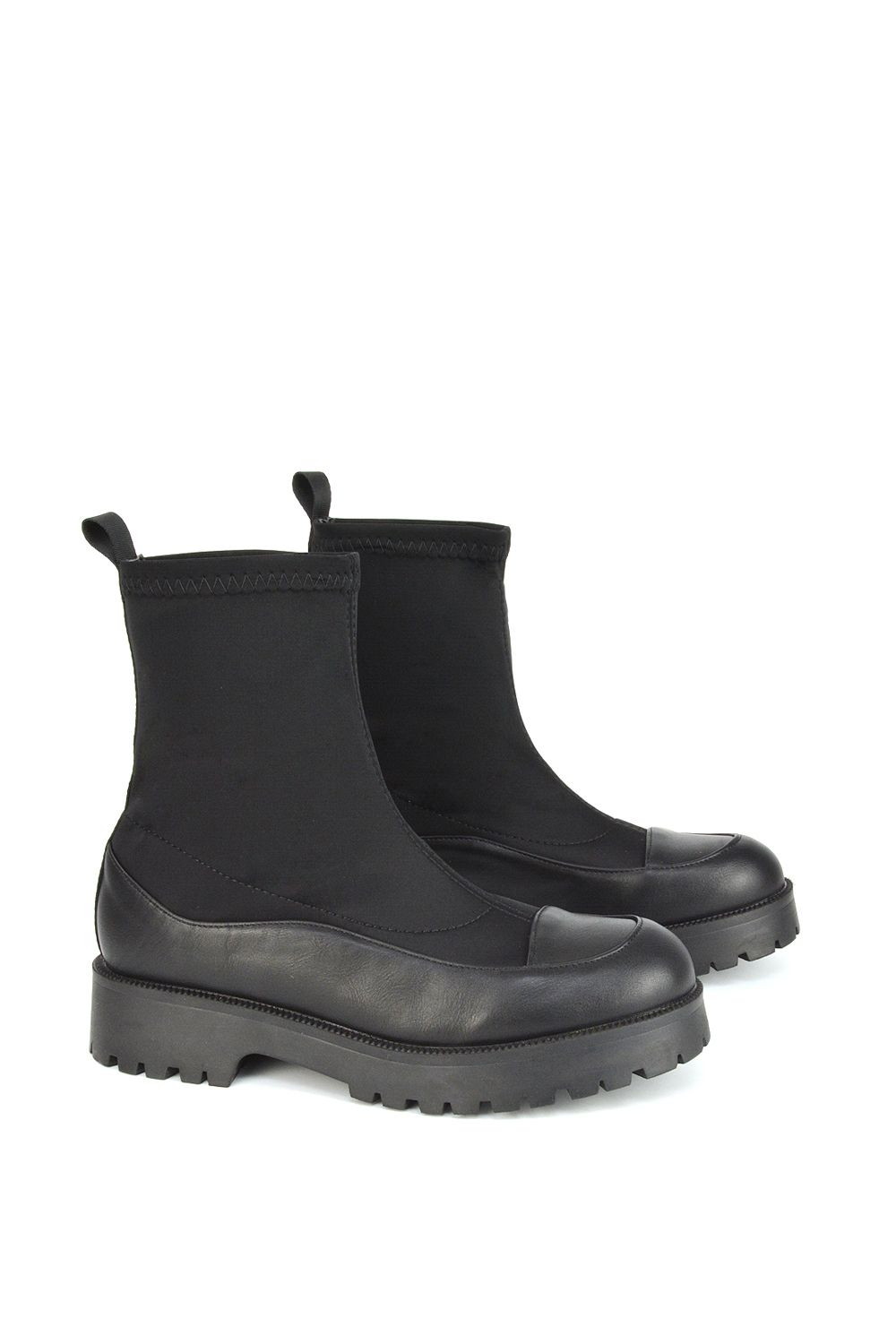 XY London 'Kerry' Sock Ankle Boots Flat Biker Booties image 2