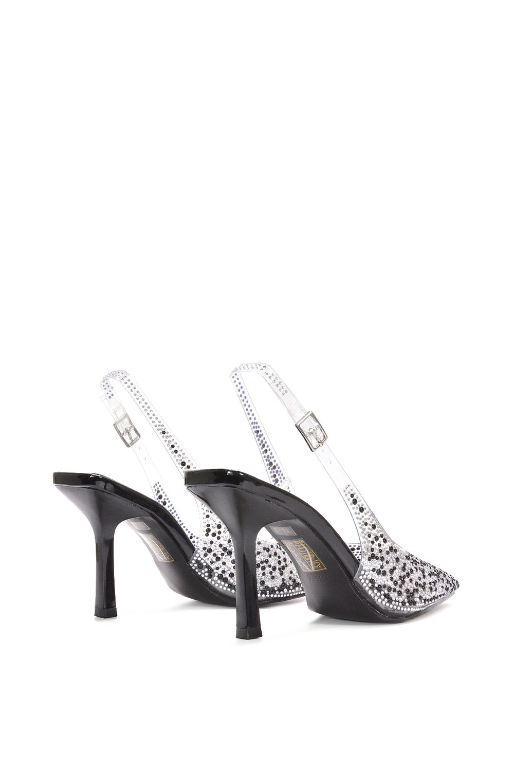 XY London 'Pauline' Pointed Toe Perspex Sparkly Slingback Stiletto High Heels image 4