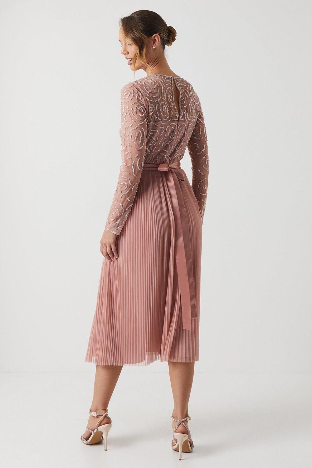 Coast Rose Embroidered Long Sleeve Bridesmaid Dress Antique Rose image 3