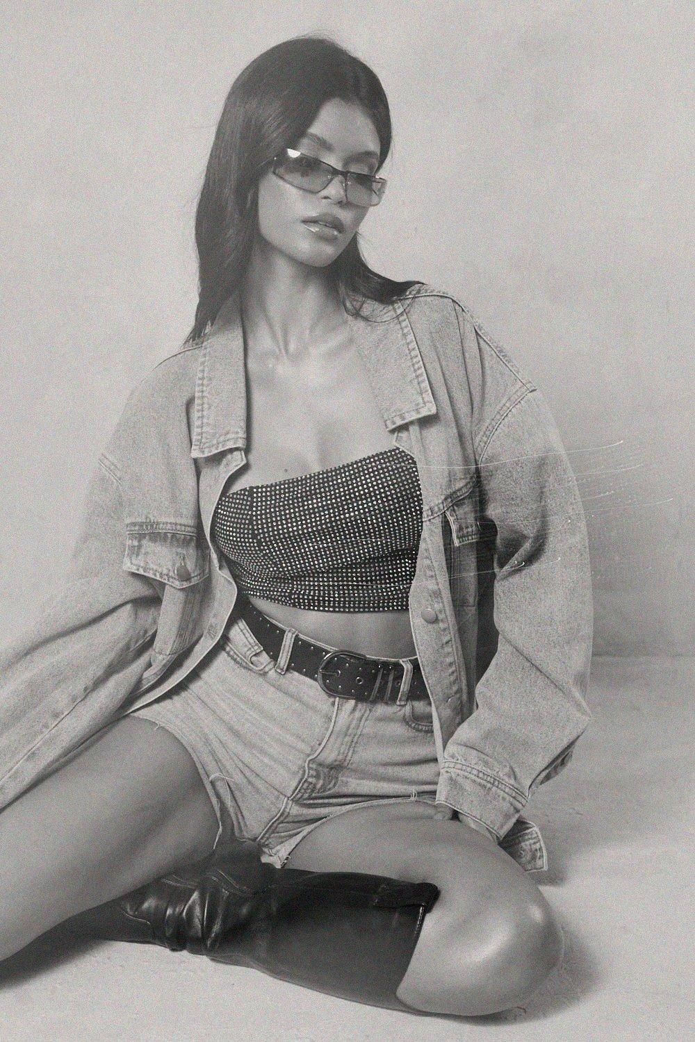 MissPap Diamante Bandeau Crop Top Black image 4